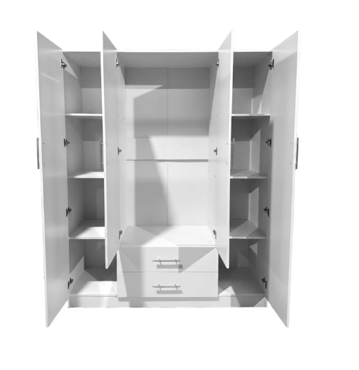 Armario de Dormitorio W 4 Puertas, con Espejo