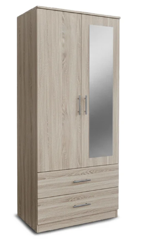 Armario de dormitorio de 2 puertas con espejo