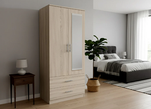 Armario de dormitorio de 2 puertas con espejo