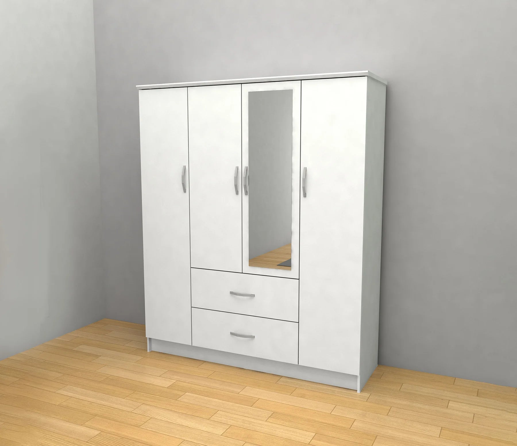 Armario de Dormitorio DN 4 Puertas, con Espejo 190x160cm