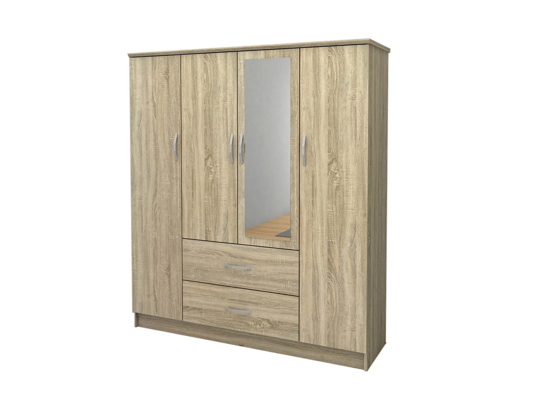 Armario de Dormitorio DN 4 Puertas, con Espejo 190x160cm