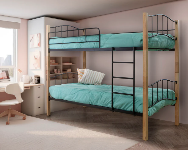 Litera doble cama de 90cm de madera con metal