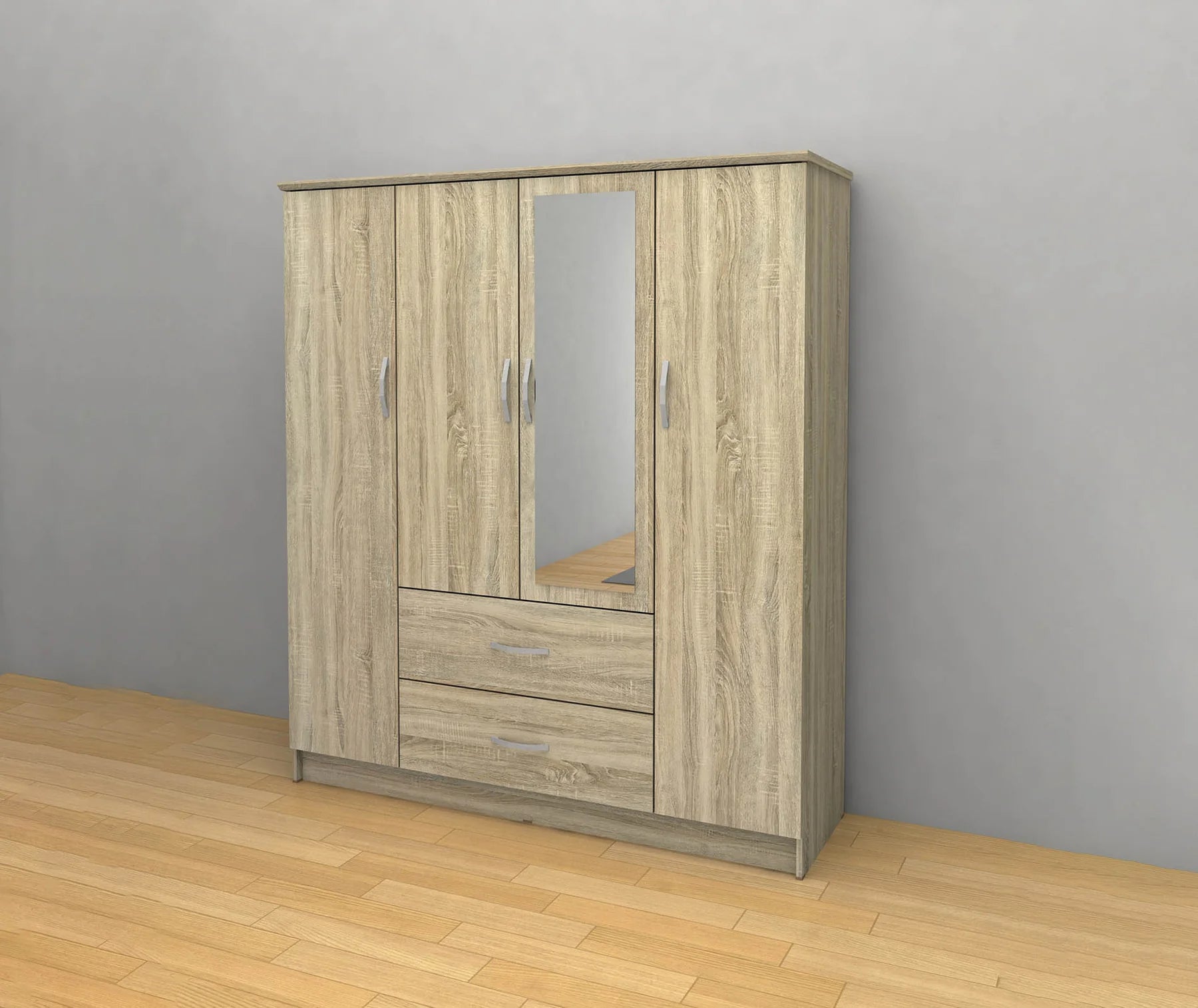 Armario de Dormitorio DN 4 Puertas, con Espejo 190x160cm