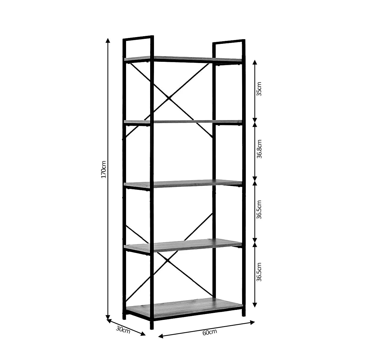 Estantería Metálica Industrial Miño, 5 Baldas